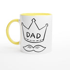 Dad Crown And Moustache - White 11oz Ceramic Mug with Colour Inside Ceramic Yellow Colour 11oz Mug Dad Globally Fulfilled