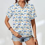 UFO's Women's Short-Sleeve Button Up Shirt