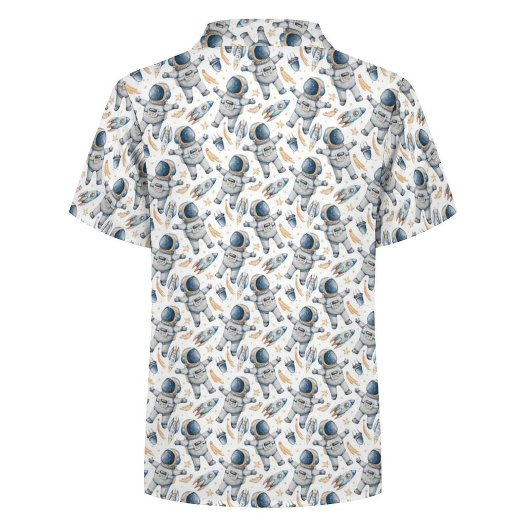 Astronauts And UFO's Kids Cotton Short Sleeve Shirt