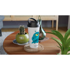 Personalised - Blue Monster - White 15oz Stainless Steel Travel Mug Personalised Travel Mug coffee funny Globally Fulfilled