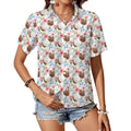 Coconuts Women's Short-Sleeve Button Up Shirt white Women's Short-Sleeve Button Up Shirt Food Printed Offshore
