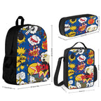 Blue Comic Book - Three Piece Backpack Set