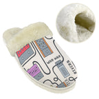 Wah Pedal Women's Fur Trim Thick-Sole Indoor Slippers Women's Fur Trimmed Slippers Music Printed Offshore