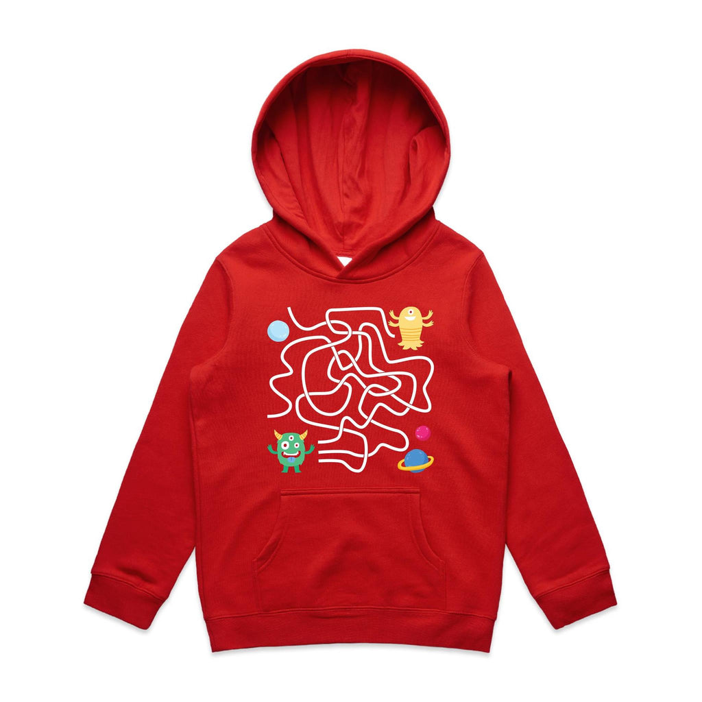 Monster, Find The Right Path - Kids Hoodie Red Kids Hoodie Printed In Australia