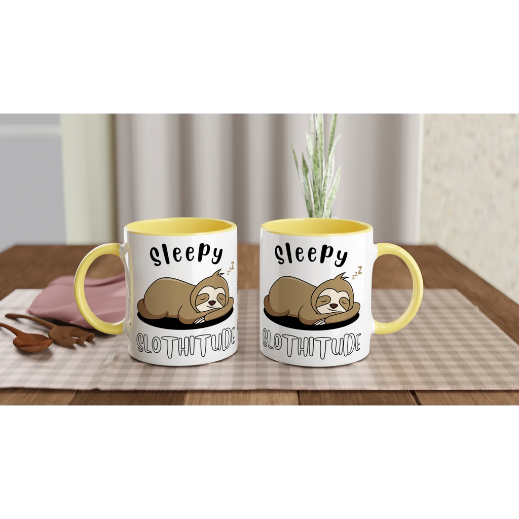 Personalise - Sloth, Sleepy Slothitude - White 11oz Ceramic Mug Personalised Mug animal customise Globally Fulfilled personalise