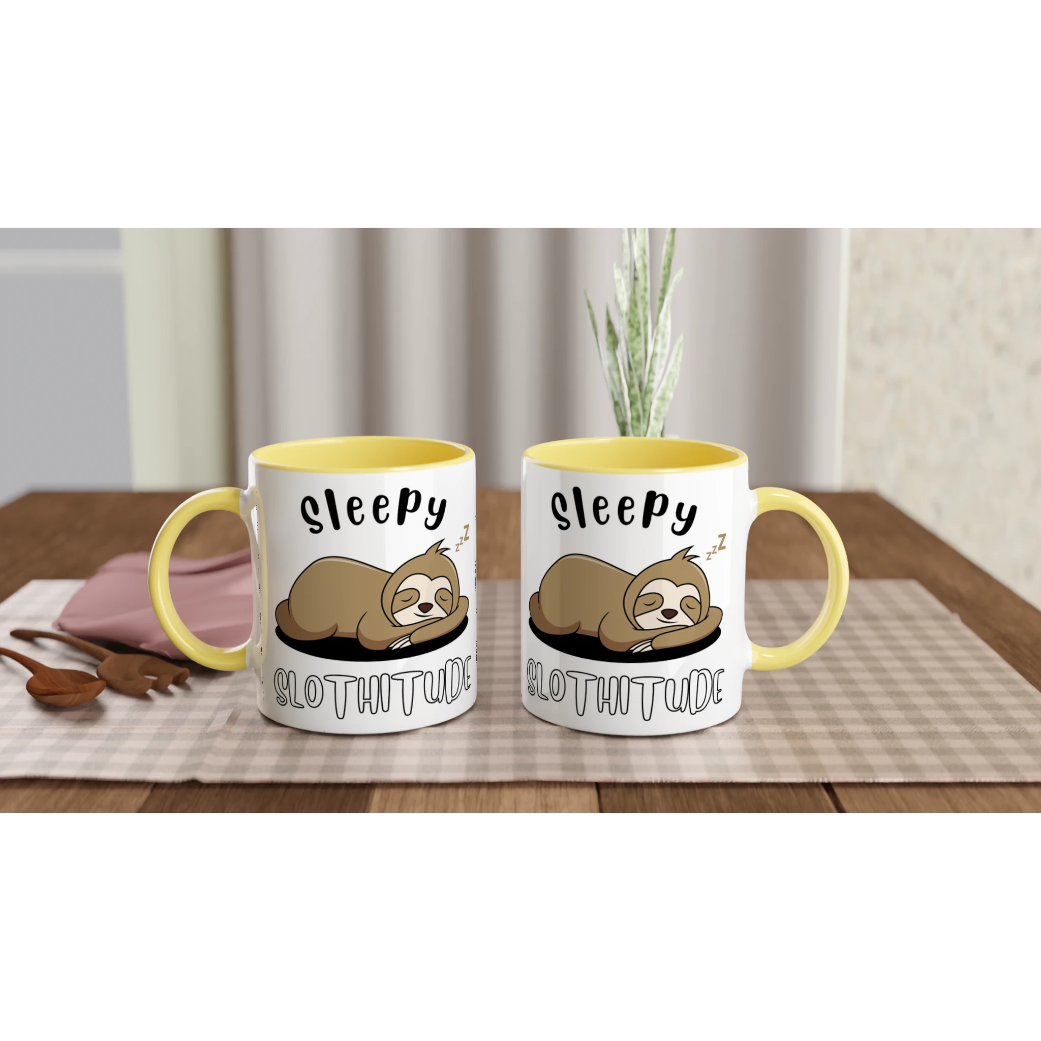Personalise - Sloth, Sleepy Slothitude - White 11oz Ceramic Mug Personalised Mug animal customise Globally Fulfilled personalise