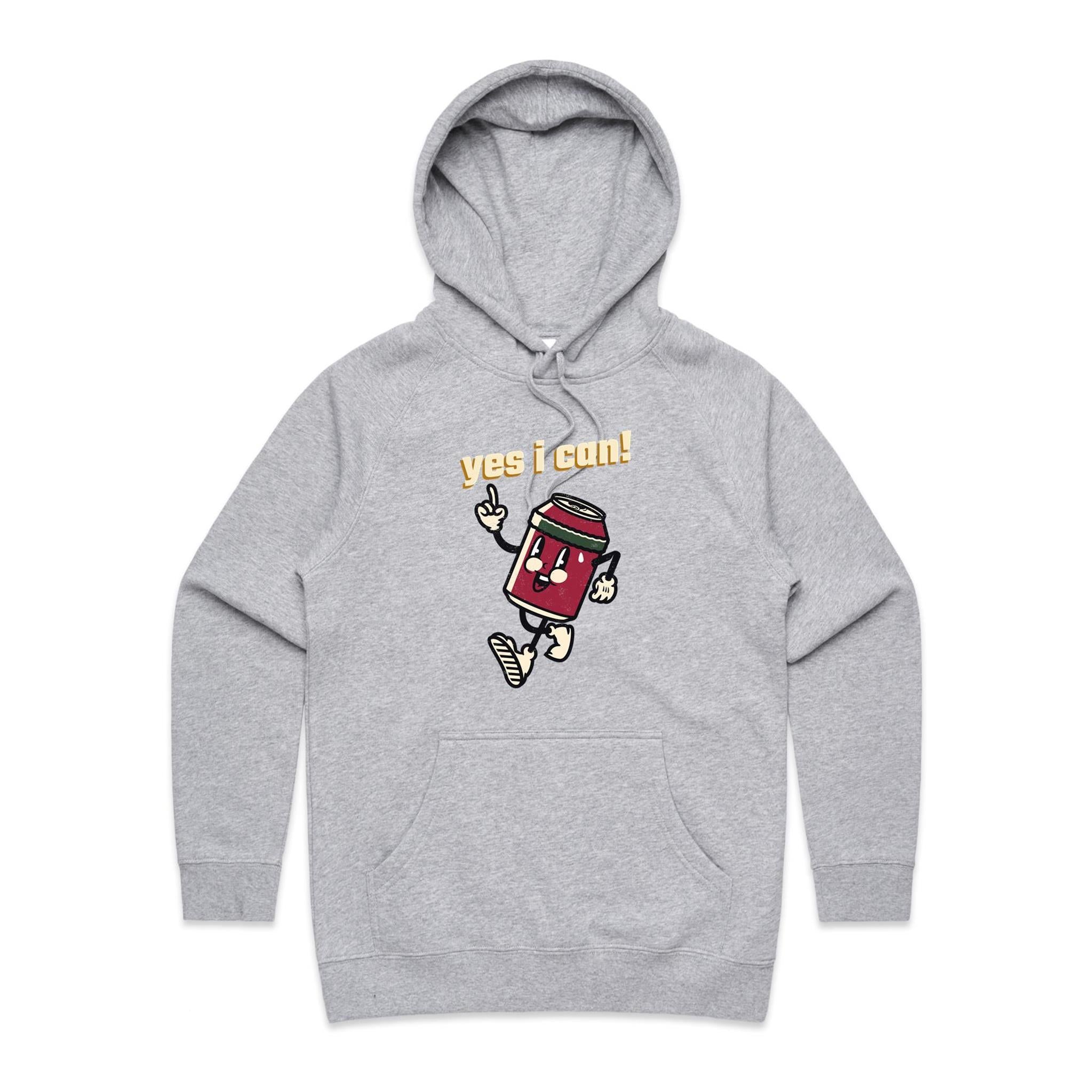 Yes I Can - Womens Hoodie Grey Marle Womens Hoodie Positivity Printed In Australia