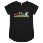 Drummer Evolution - Womens Scoop Neck T-Shirt Black Womens Scoop Neck T-shirt Music Printed In Australia