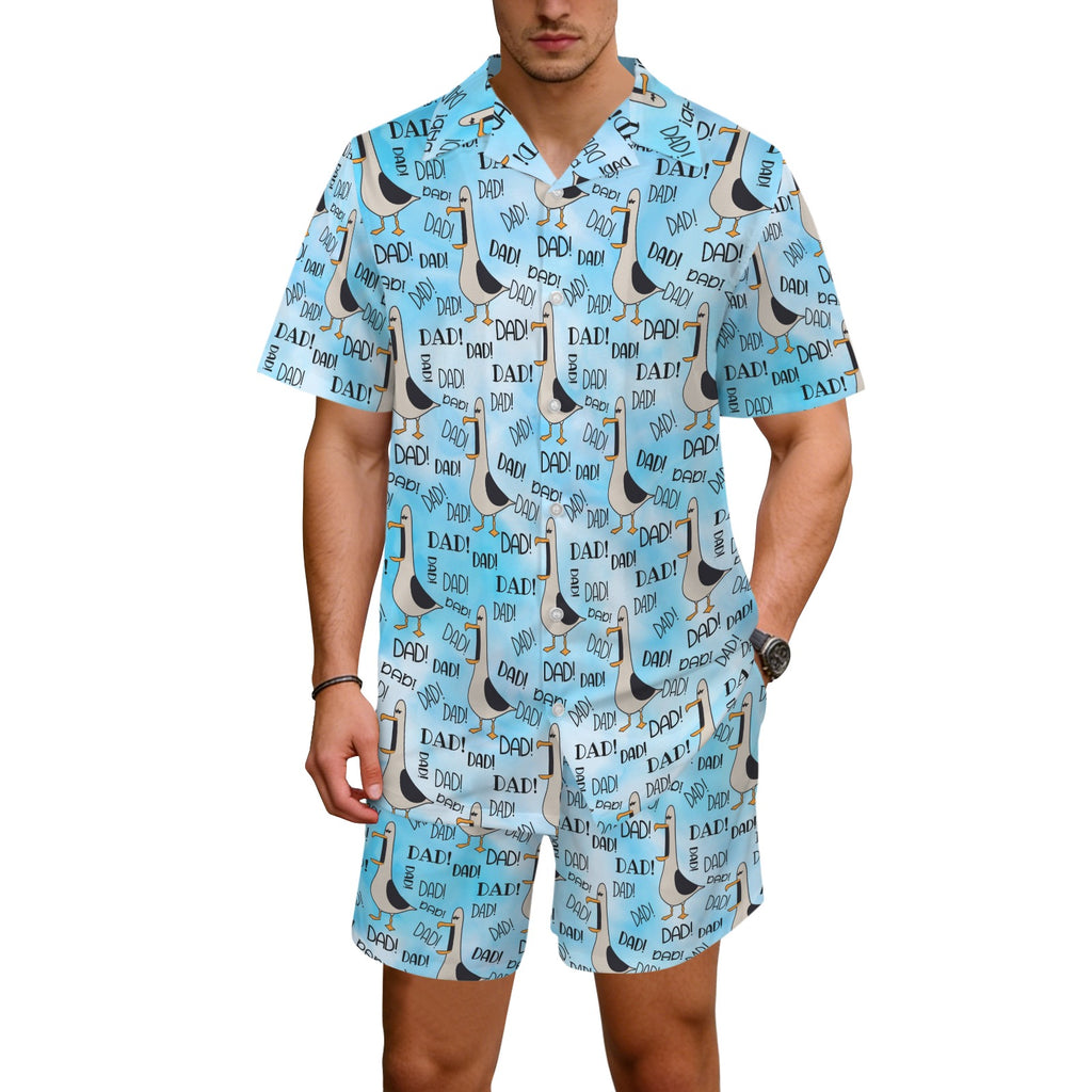 Dad Seagull Men's Hawaiian Shirt & Shorts Set Men's Hawaiian Shirt & Shorts Set animal Dad Printed Offshore