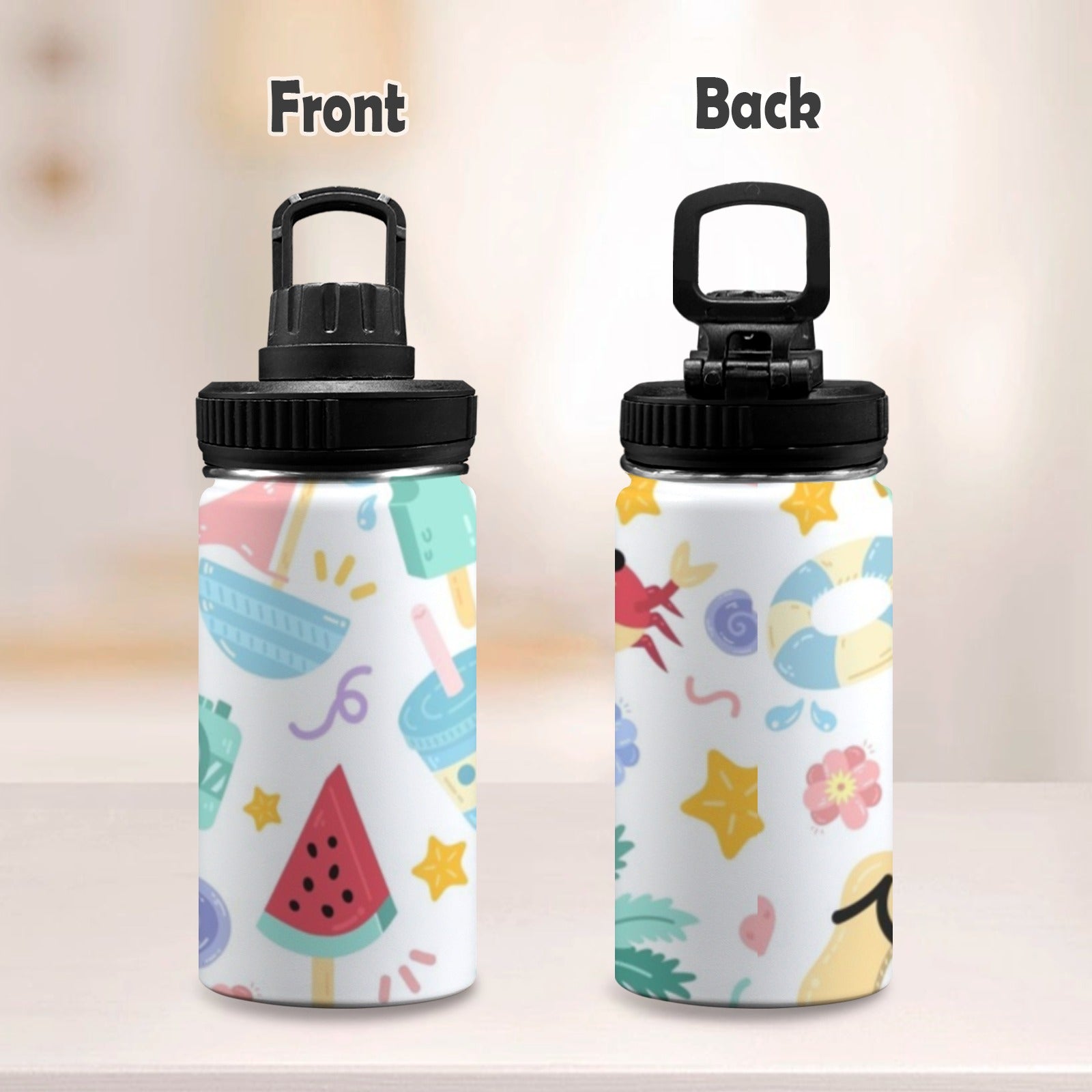 Summer Fun - Kids Water Bottle with Chug Lid (12 oz) Kids Water Bottle with Chug Lid Printed Offshore Summer