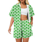 Aliens On White Women's Windbreaker Short Set 2XL Women's Windbreaker Short Set Printed Offshore Sci Fi