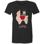 Fa La La La Llama, Christmas - Womens T-shirt Black Womens Christmas T-shirt Christmas Printed In Australia