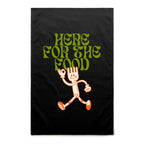 Here For The Food - AS Colour Tea Towel Black One Size Tea Towel Food Printed In Australia