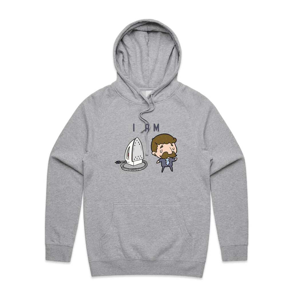 I Am Ironing Man - Mens Hoodie Grey Marle Mens Hoodie comic Printed In Australia