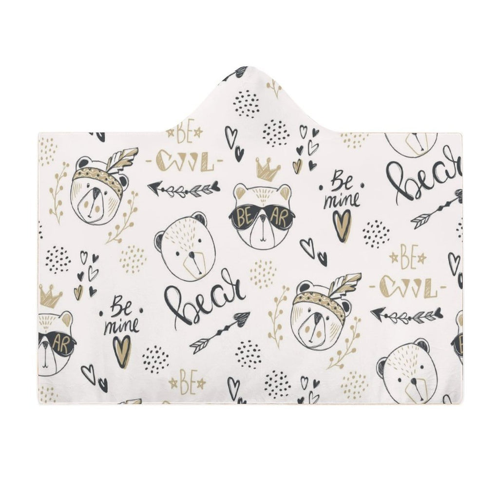 Bears Kids Hooded Blanket 100cm x 130cm Kids Hooded Blanket animal Printed Offshore