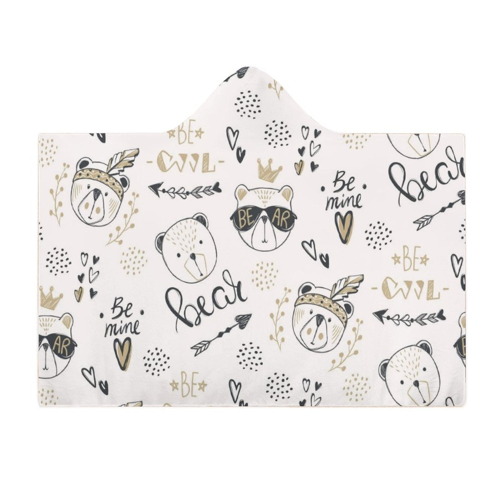 Bears Kids Hooded Blanket 100cm x 130cm Kids Hooded Blanket animal Printed Offshore