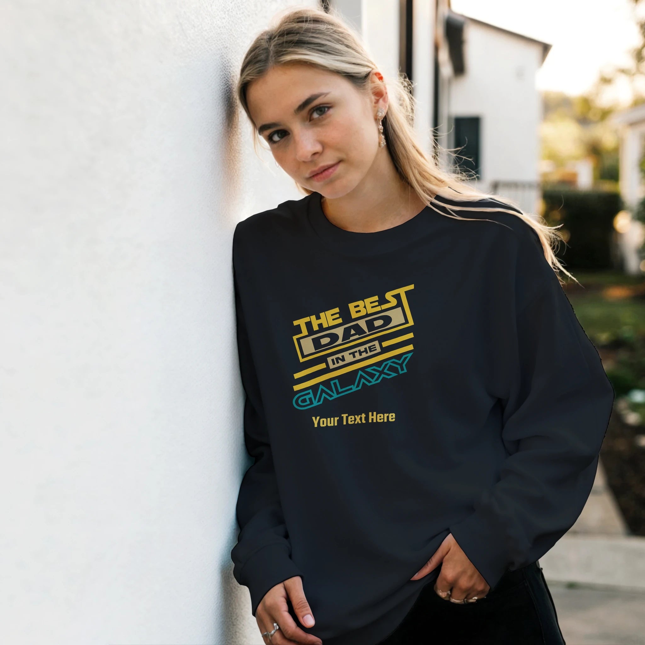 Personalised - The Best Dad In The Galaxy - Classic Unisex Crewneck Sweatshirt | Gildan® 18000 Personalised Sweatshirt customise Dad Globally Fulfilled personalise