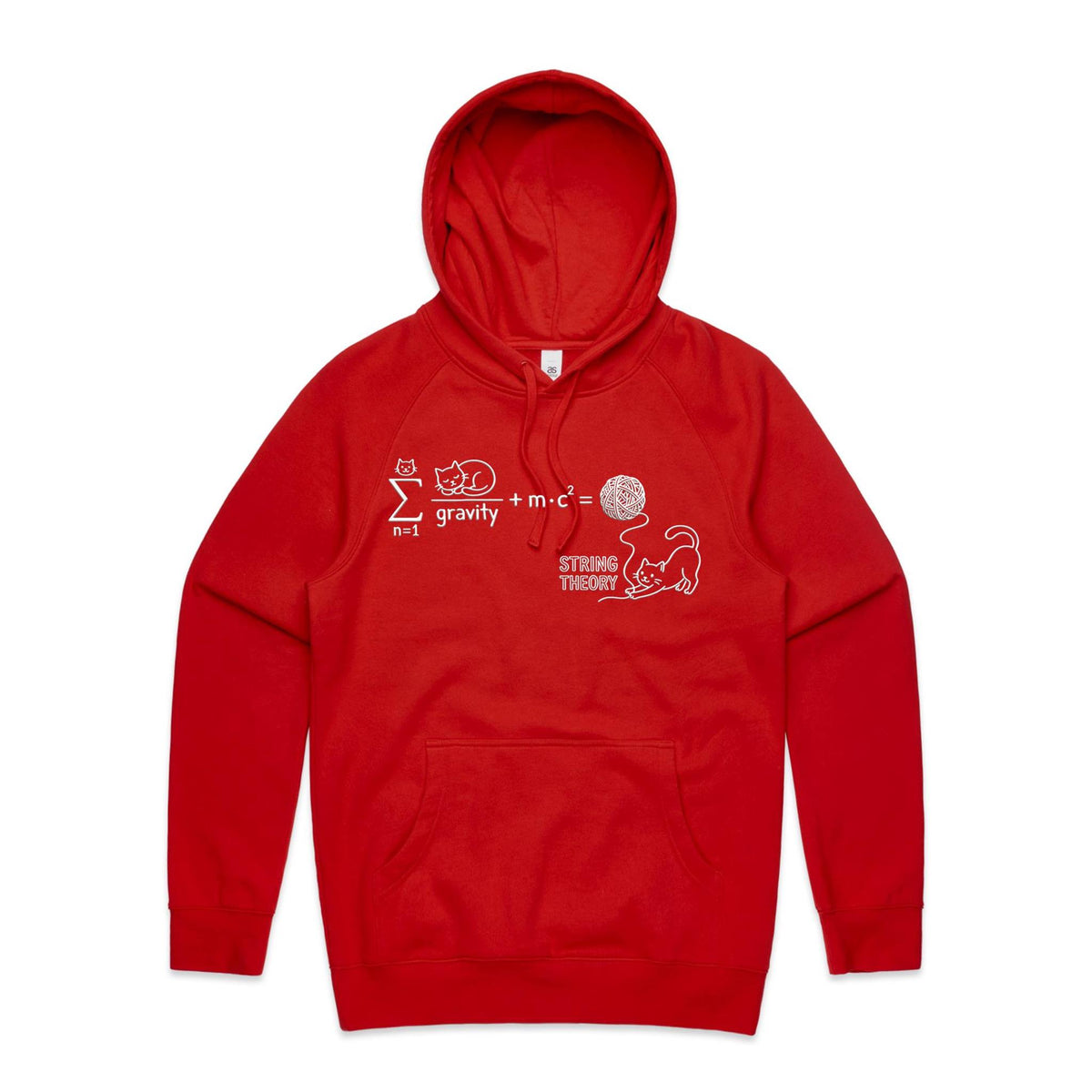 Cat String Theory Physics Men's AS Colour Hoodie Red Mens Hoodie animal Printed In Australia Science
