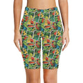 Tropical Comic Book Style Women's Bike Shorts With Side Pockets