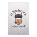 Coffee Has Me Feline Good AS Colour Tea Towel White One Size Tea Towel Coffee Printed In Australia