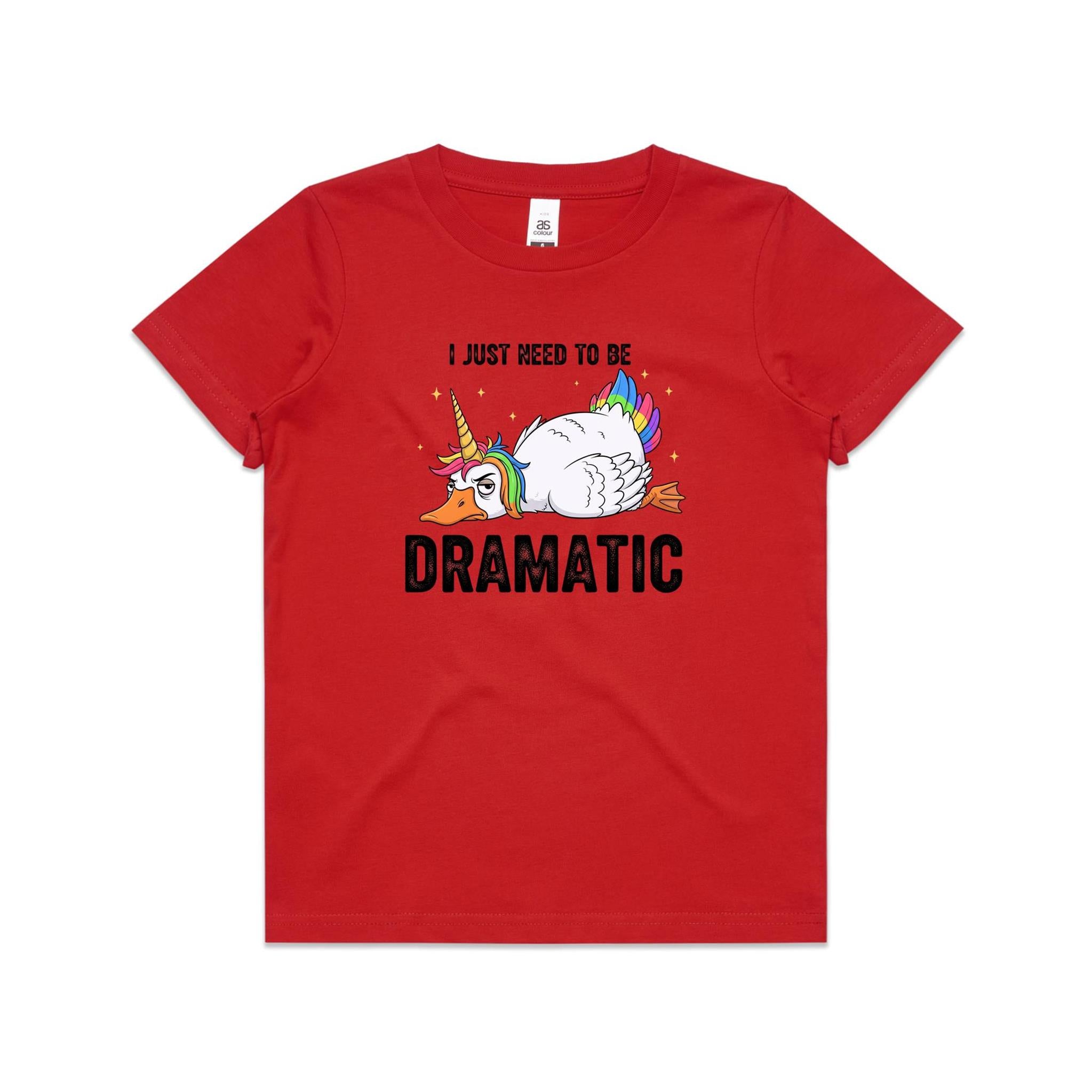Dramatic Unicorn Goose Kid's AS Colour T-shirt Red Kids Youth T-shirt animal Printed In Australia
