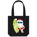 Surf Santa Canvas Tote Bag Default Title Christmas Tote Bag Christmas Printed In Australia