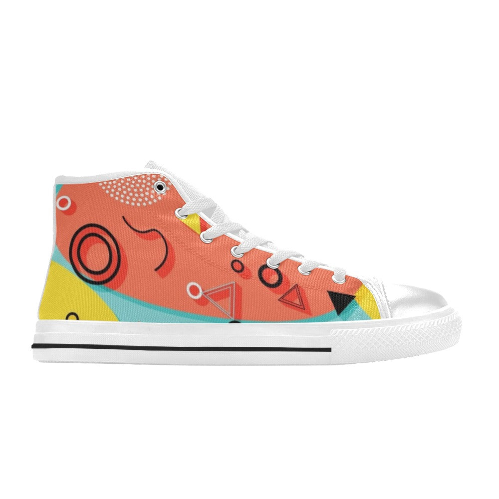 Abstract 80's - Women's High Top Canvas Shoes Womens Classic High Top Shoes Printed Offshore Retro