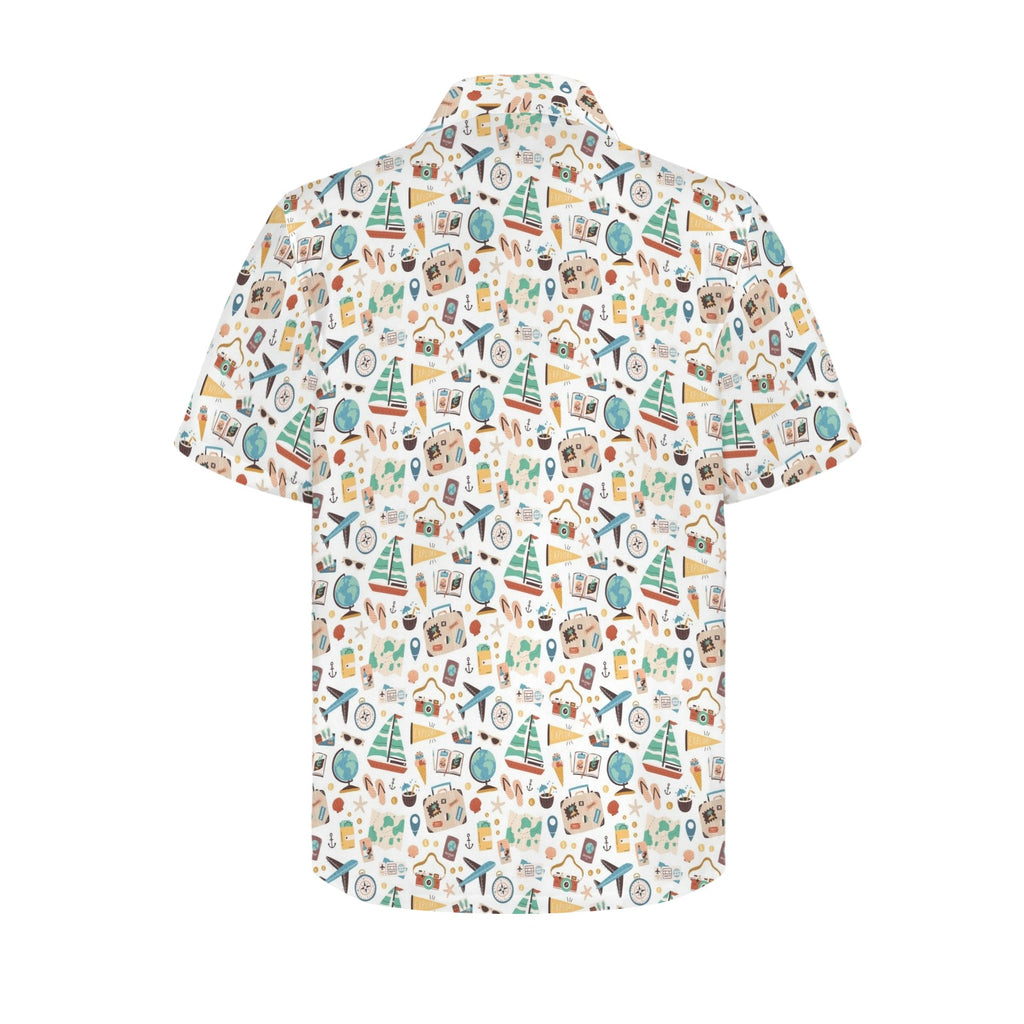 Travel And Explore Men's Short Sleeve Hawaiian Shirt Men's Hawaiian Shirt (New) Printed Offshore