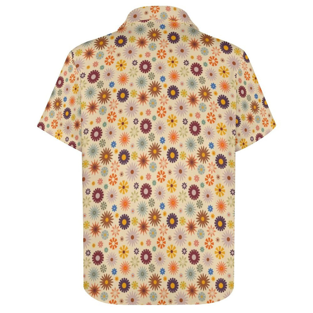 Abstract Floral Women's Collared Pocketless Short Sleeve Shirt