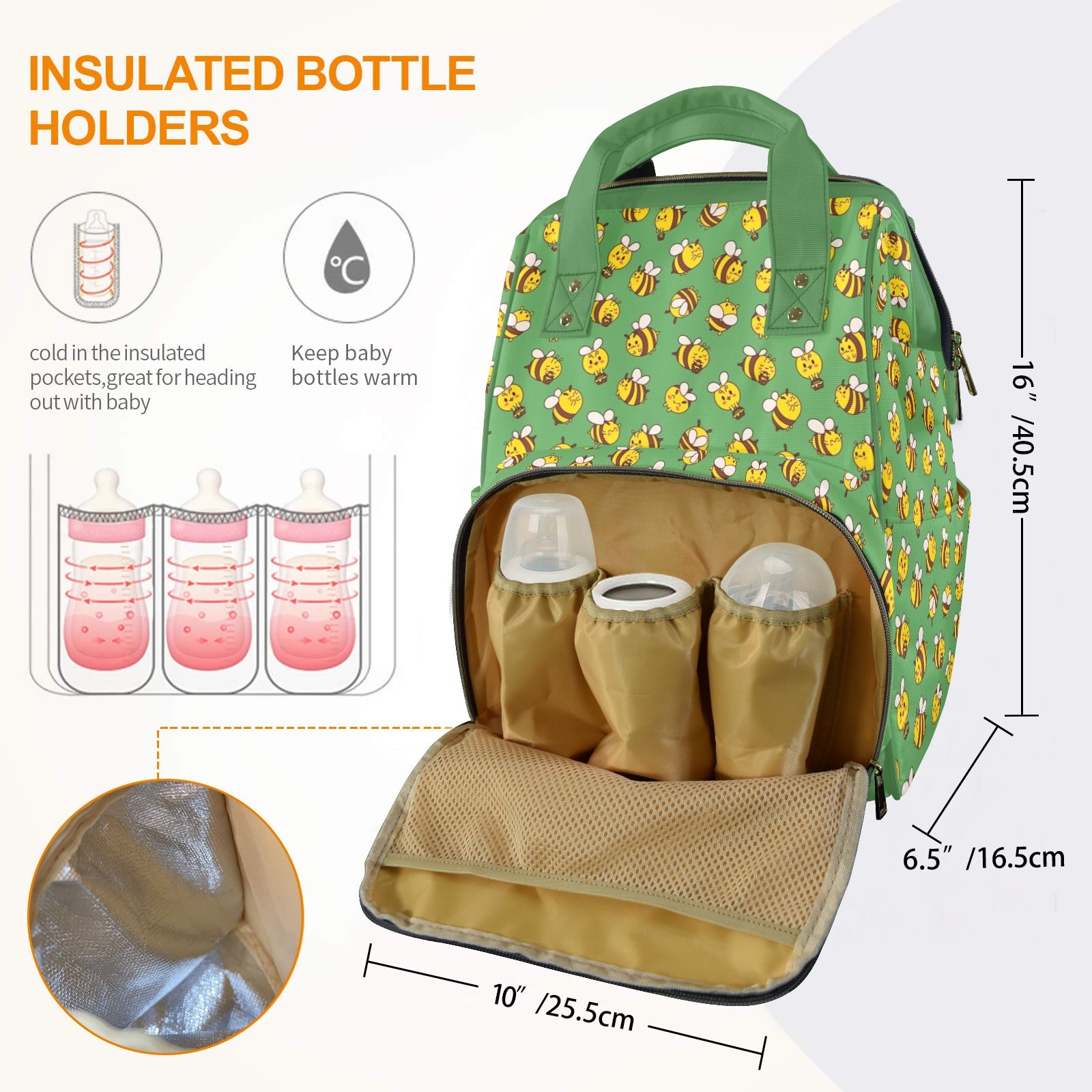 Busy Bees Multi-Function Backpack, Nappy / Diaper Bag Multi-function Backpack, Nappy / Diaper Bag animal Printed Offshore