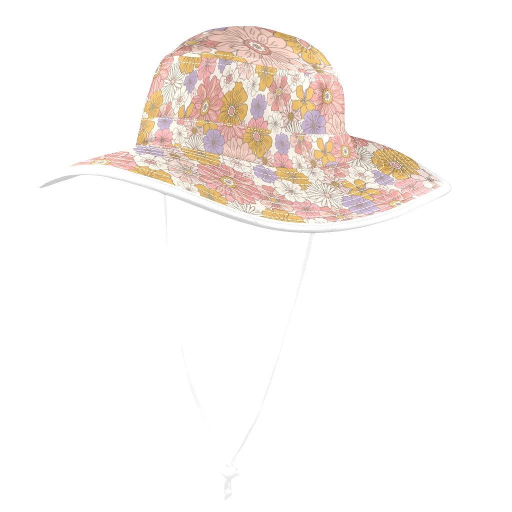 Faded Floral Wide Brim Bucket Hat Wide Brim Bucket Hat Plants Printed Offshore