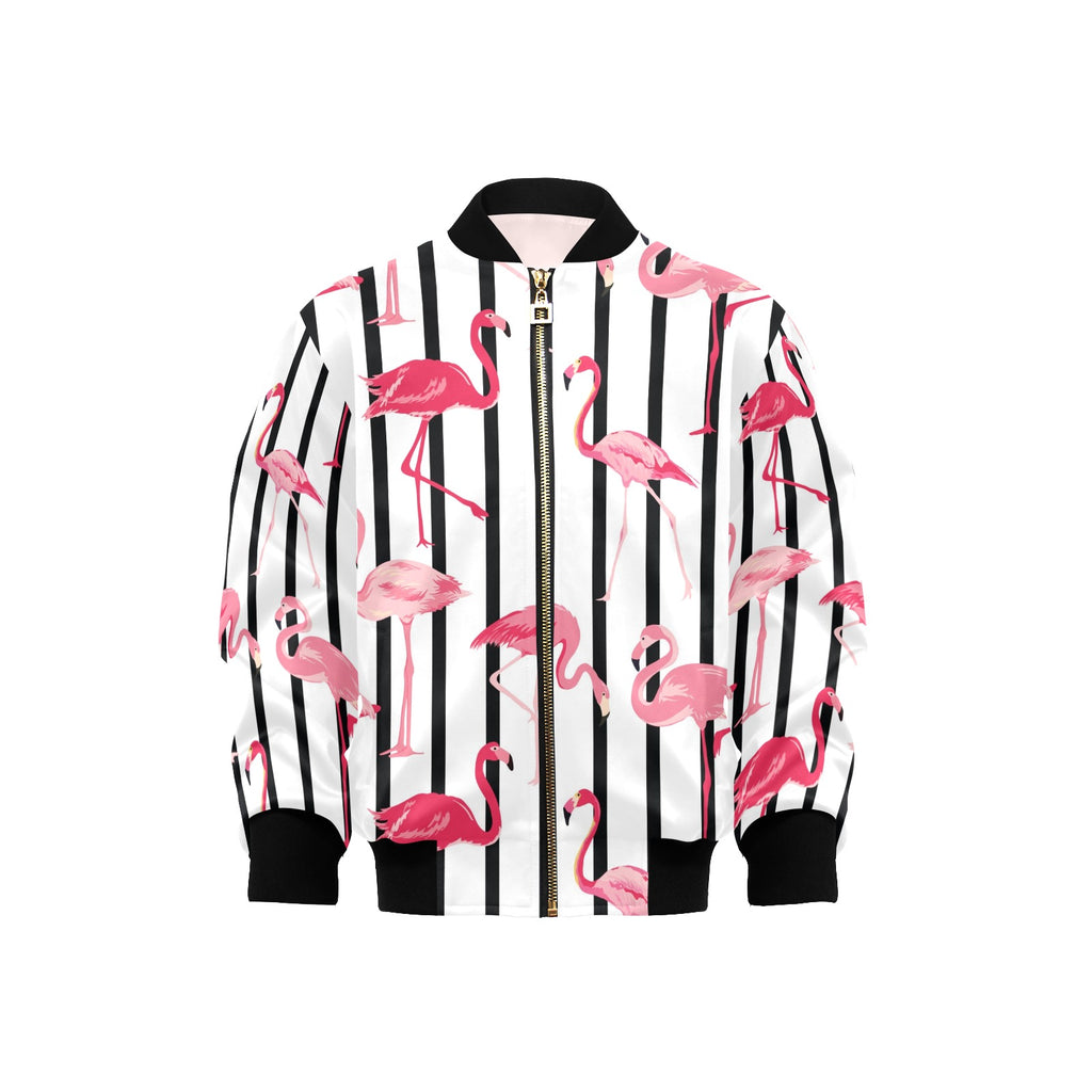 Flamingo Stripes Kids Bomber Jacket XL Kids Bomber Jacket animal Printed Offshore