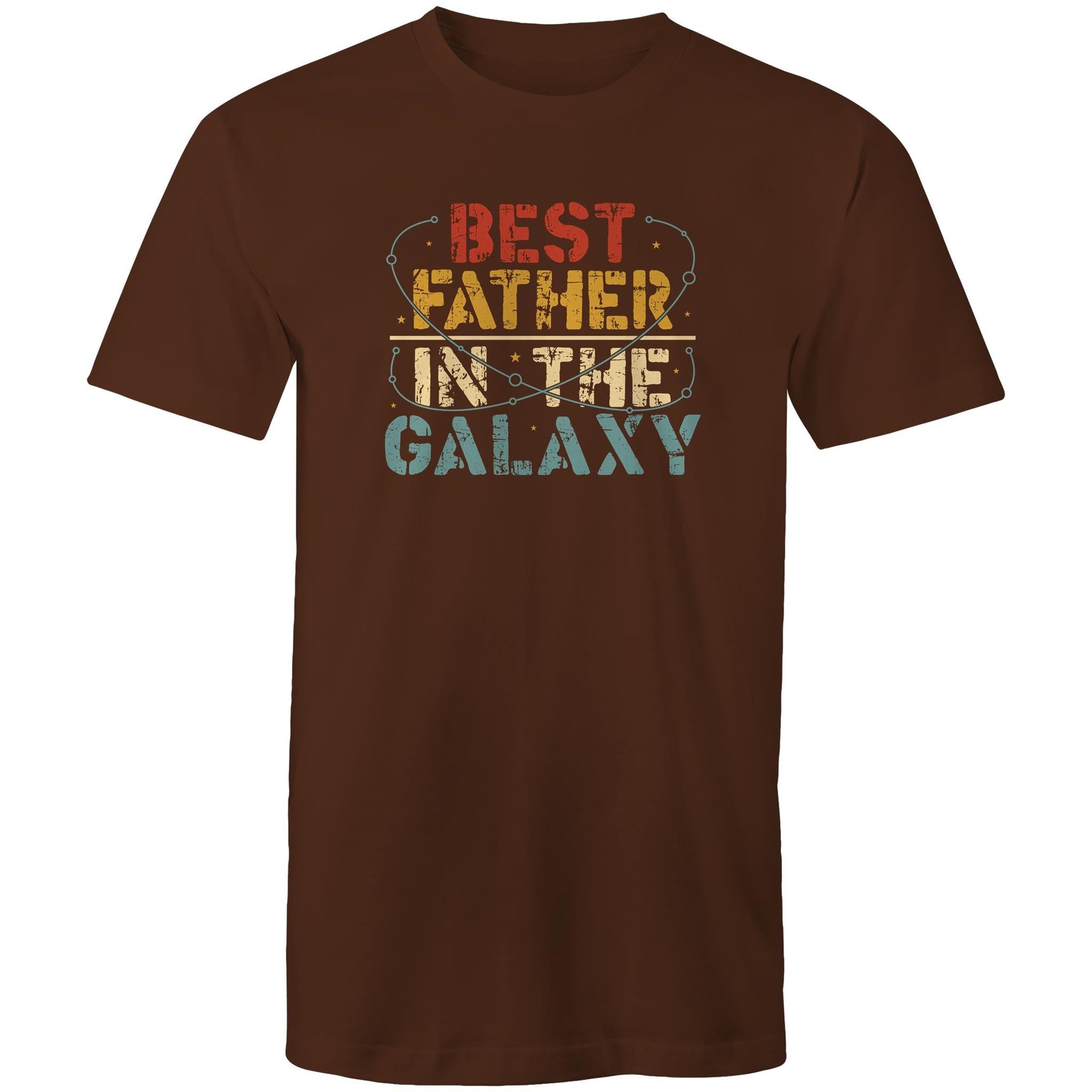 Best Father In The Galaxy - Mens T-Shirt Dark Chocolate Mens T-shirt Dad Printed In Australia