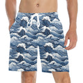 Japanese Waves Men's Mid-Length Beach Shorts 5XL Men's Mid-Length Beach Shorts Ocean Printed Offshore