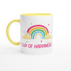 Cup Of Happiness - White 11oz Ceramic Mug with Colour Inside Ceramic Yellow Colour 11oz Mug Globally Fulfilled positivity