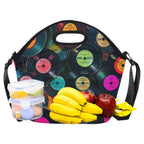 Retro Vinyl Records Neoprene Lunch Bag Neoprene Lunch Bag Music Printed Offshore Retro