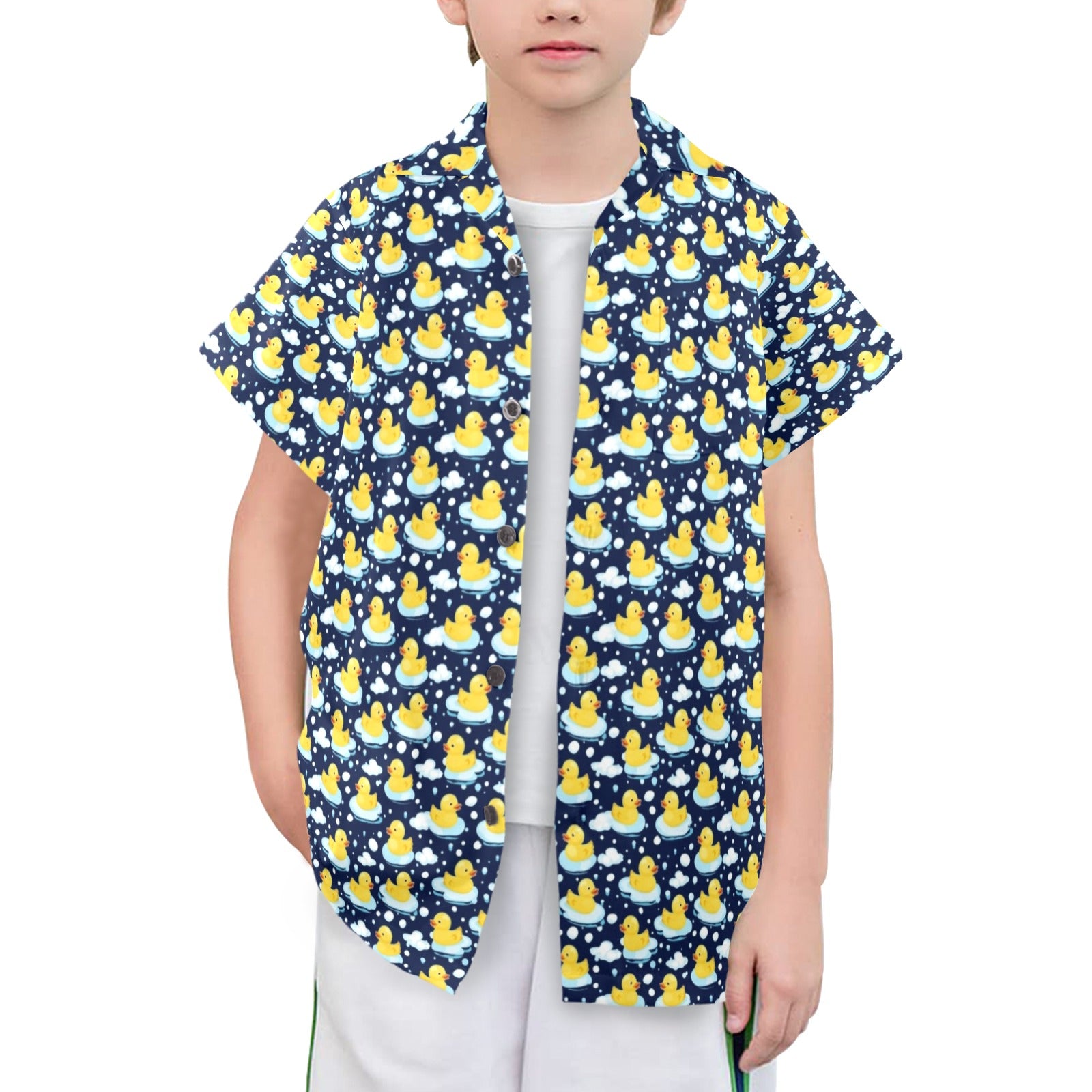 Rubber Ducks On Dark Senior Kid's Hawaiian Shirt