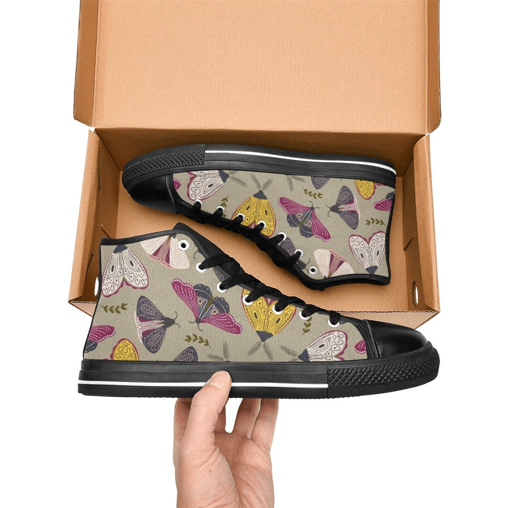 Pretty Moths Men's High Top Canvas Shoes Men's Classic High Top Canvas Shoes animal Printed Offshore
