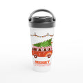 Christmas Tree On Peace Van - White 15oz Stainless Steel Travel Mug Default Title Christmas Travel Mug Christmas Globally Fulfilled