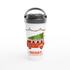 Christmas Tree On Peace Van - White 15oz Stainless Steel Travel Mug Default Title Christmas Travel Mug Christmas Globally Fulfilled