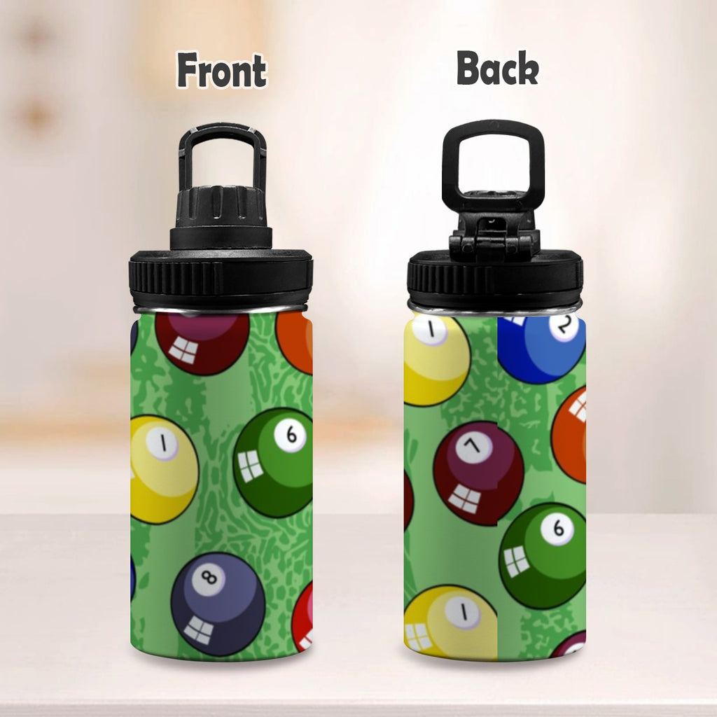 Pool Balls - Kids Water Bottle with Chug Lid (12 oz) Kids Water Bottle with Chug Lid Games Printed Offshore