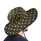 Yellow Lightning Wide Brim Bucket Hat Wide Brim Bucket Hat comic Printed Offshore