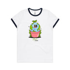 Plant Earth - Women's Ringer Tee White Navy Womens Ringer T-shirt Environment Plants Printed In Australia