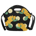 Yellow Flowers And Dots Neoprene Lunch Bag/Large (Model 1669) One Size Neoprene Lunch Bag Plants Printed Offshore