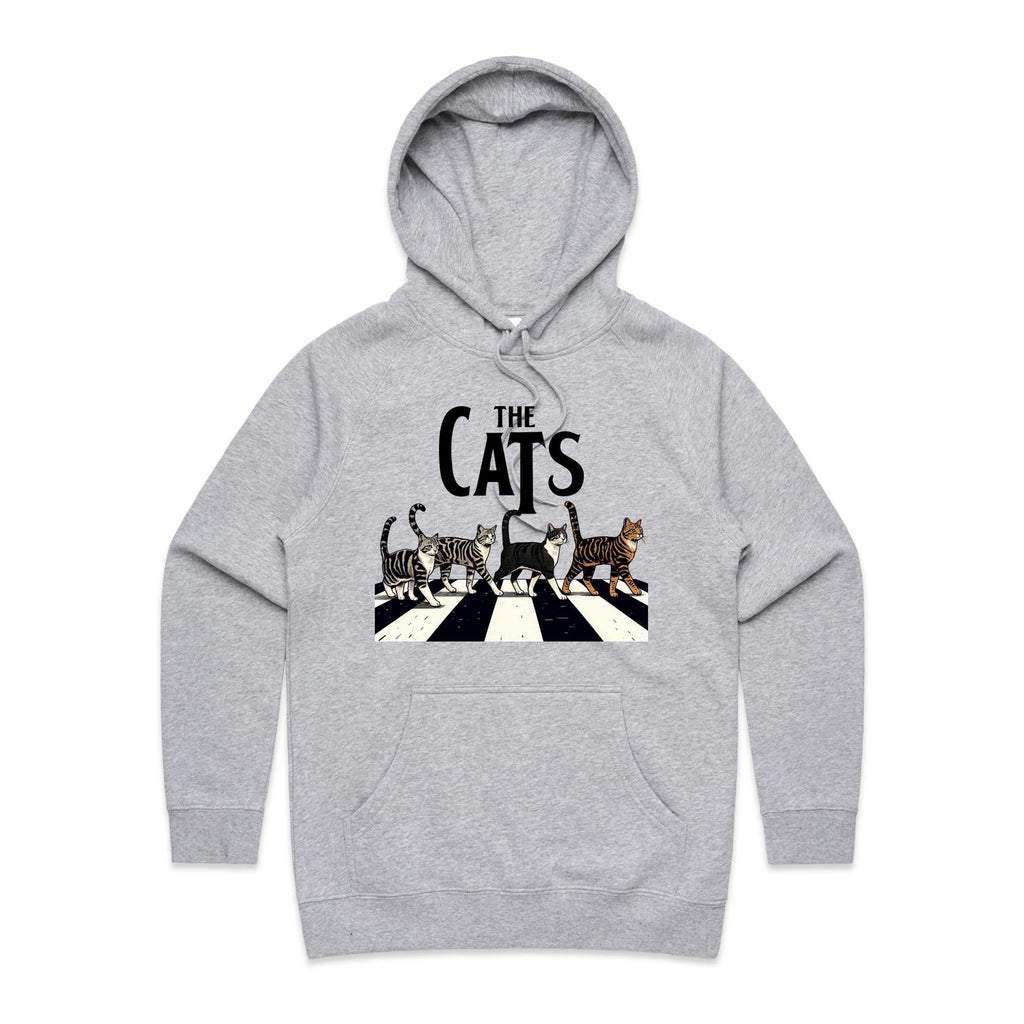 The Cats, Fab Four Crossing The Road - Womens Hoodie Grey Marle Womens Hoodie animal Music Printed In Australia