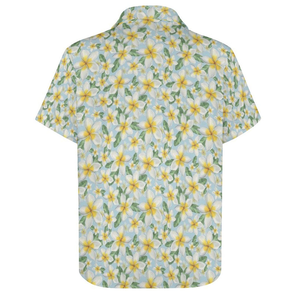 Delicate Frangipani - Women's Short-Sleeve Button Up Shirt