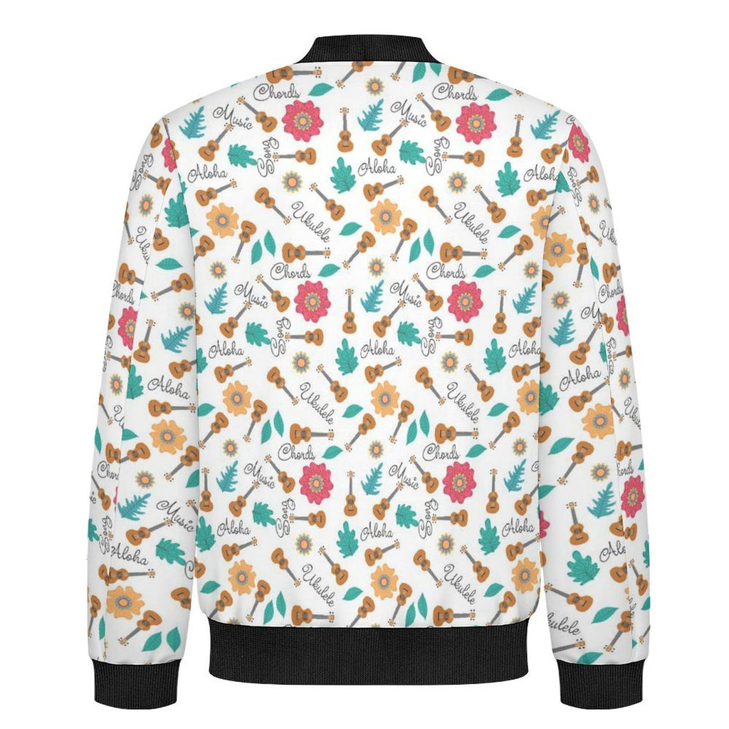Ukulele Men's Casual Zip‑Up Bomber Jacket