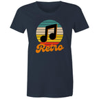 Retro Music - Womens T-shirt Navy Womens T-shirt Music Printed In Australia Retro