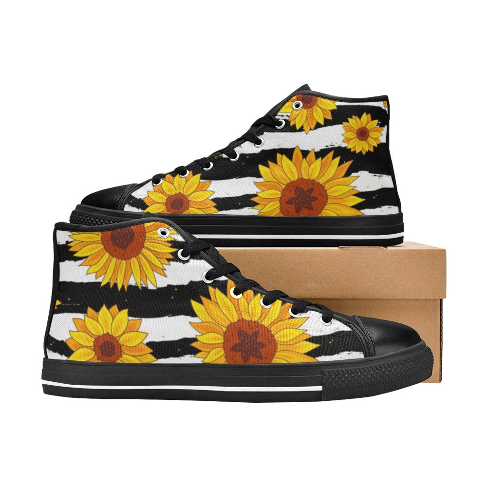 Sunflower Stripes - Women's High Top Canvas Shoes