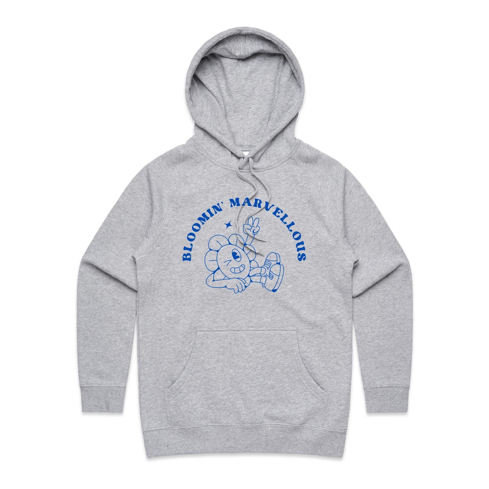 Bloomin' Marvellous - Womens Hoodie Grey Marle Womens Hoodie Positivity Printed In Australia